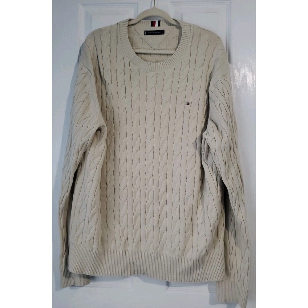 Tommy Hilfiger Men's Sweater Cable Knit Crewneck Long Sleeve 2XL